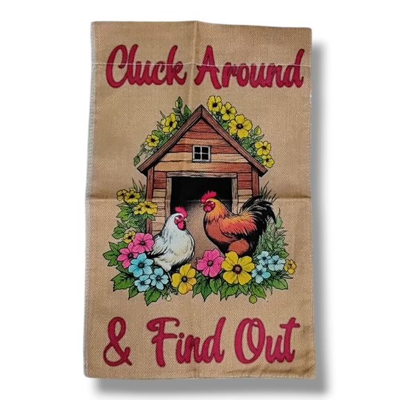 All Season Rustic Chicken Garden Flag - Tan and Multicolor - Picture 1 of 13